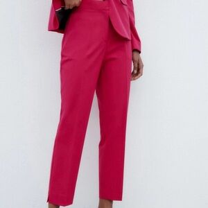 Zara| Fuchsia Pink Women's Straight Leg Ankle Cropped Pants Trousers Sz 6 NWT